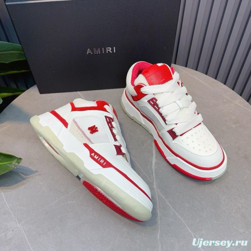 2024 Unisex Amiri White Red Leather Sneakers MJ00360