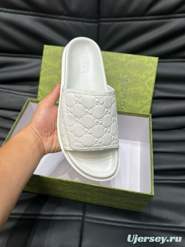 2024 Slippers Gucci White Leather Slippers MJ00200