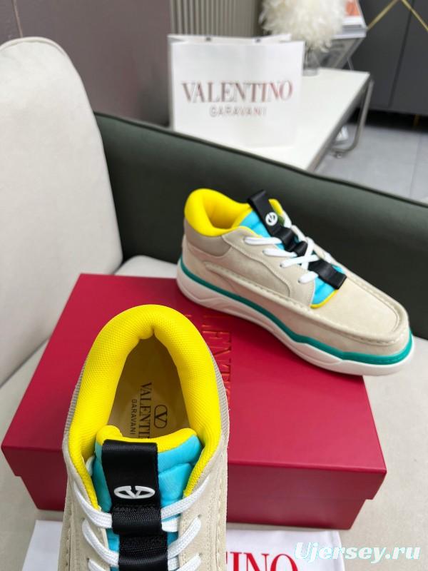 2025 Unisex Valentino Yellow Blue Beige Leather Sneakers RUNBOOT LY00390