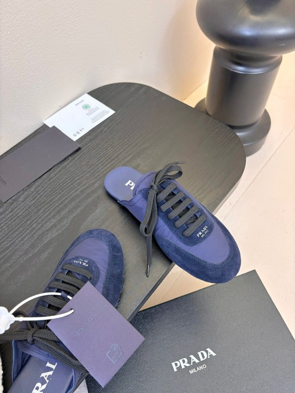 2025 Women Prada Blue Suede Fabric Casual Shoes