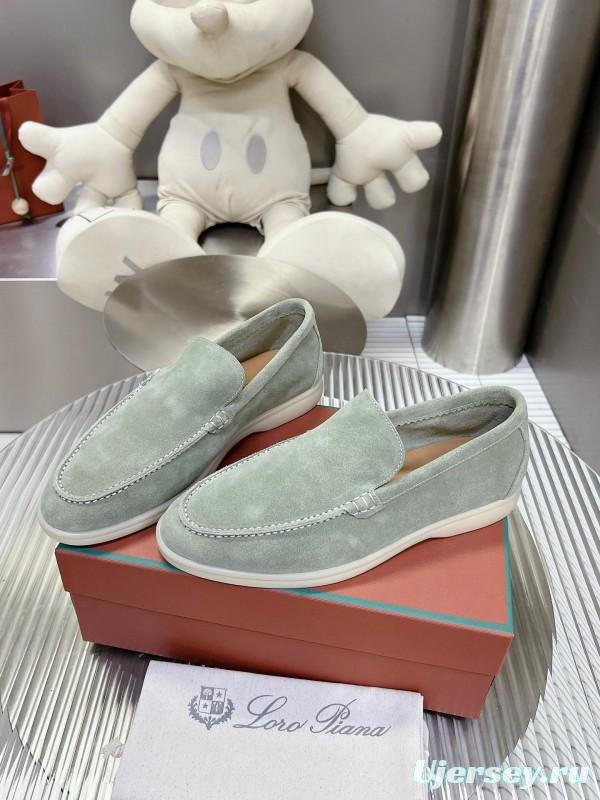 2025 Men LP Light Green Suede Loafers LY00260
