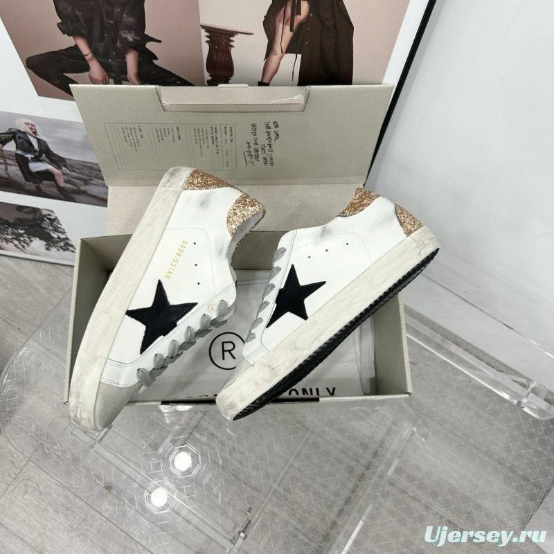2025 Women GGDB White Black Glitter Leather Suede Sneakers