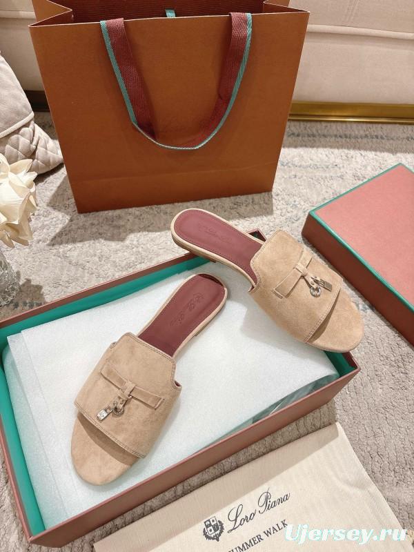 2025 Women LP Beige Suede Slippers LY00270