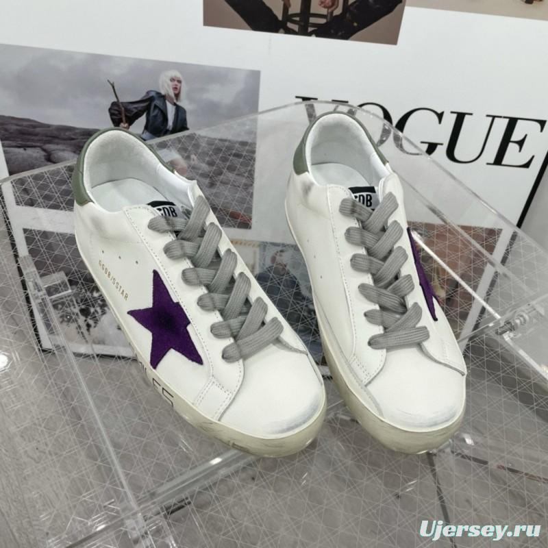 2025 Women GGDB White Purple Leather Sneakers