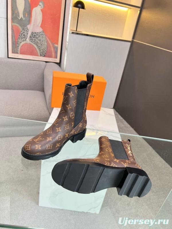 2024 Women Louis Vuitton Brown Leather Boots MJ00310