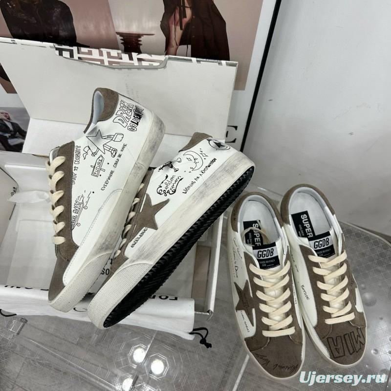 2025 Unisex GGDB White Grey Suede Calf Leather Sneakers