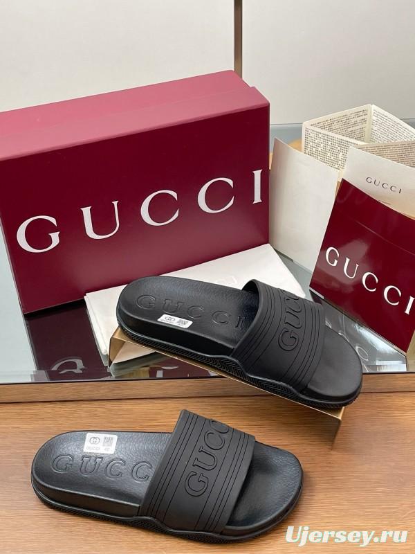 2025 Slippers Gucci Black Rubber Slippers LY00175