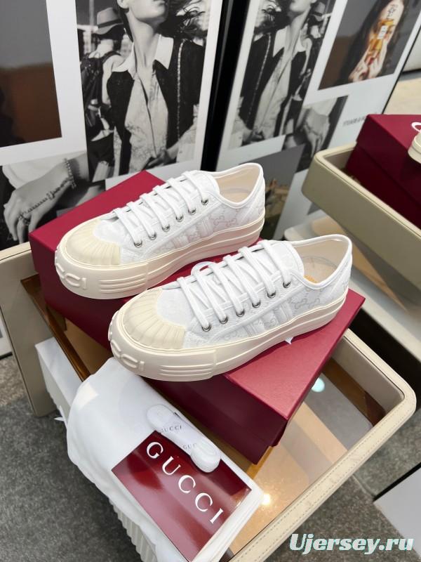 2025 Women Gucci White Canvas Sneakers LY00360