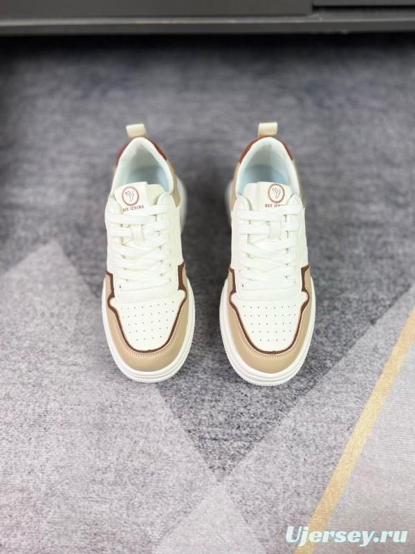 2024 Women Burberry White Beige Leather Sneakers MJ00251