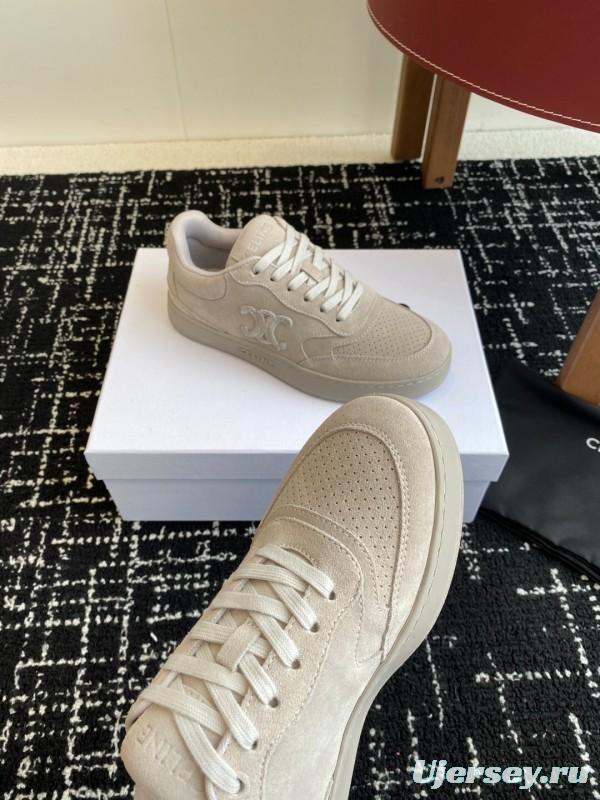 2025 Women Celine Beige Suede Sneakers KFY00310
