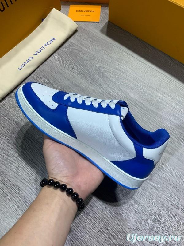 2024 Men Louis Vuitton Blue White Leather Sneakers MJ00380