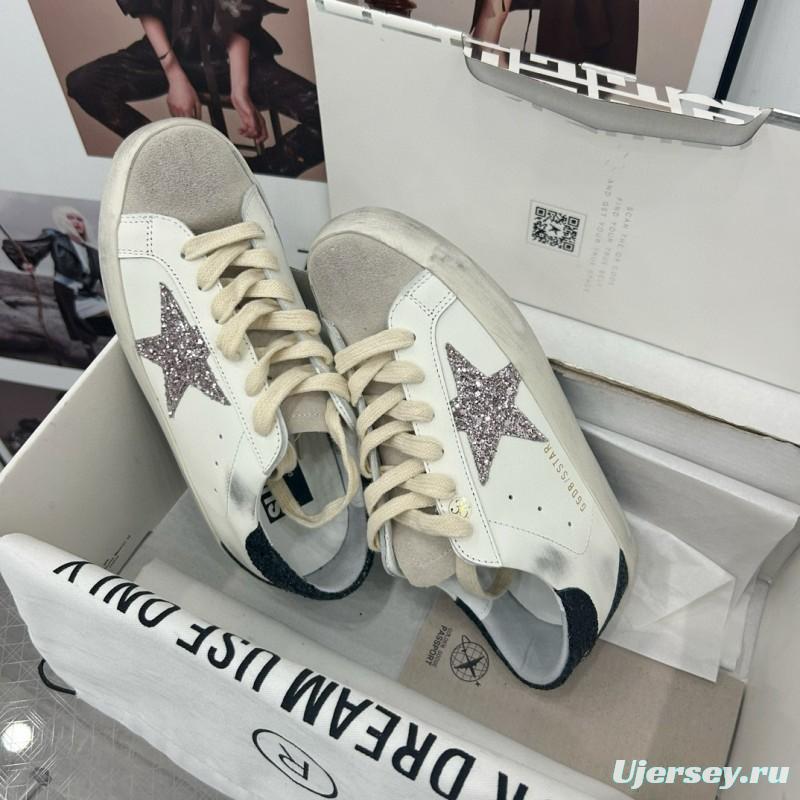 2025 Women GGDB White Black Glitter Leather Sneaker