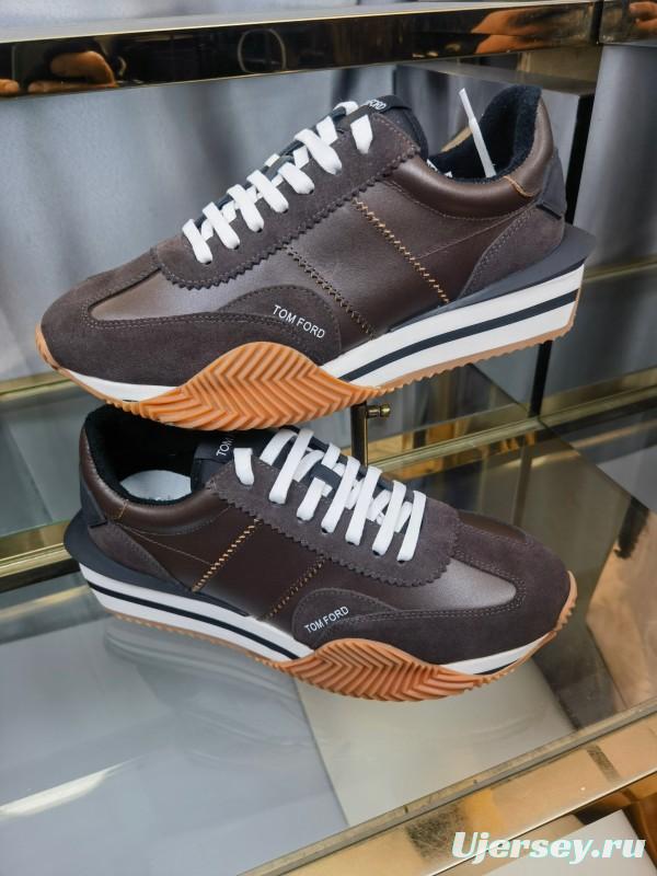 2025 Unisex TOM FORD Brown Black White Leather Cow Leather Sneakers LY00360(F)/LY00370(M)