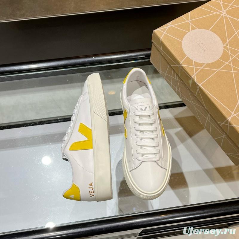 2025 Women VEJA White Yellow Leather Sneakers MJ00240(F)