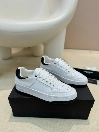 2024 Unisex Yves Saint Laurent white black leather sneakers