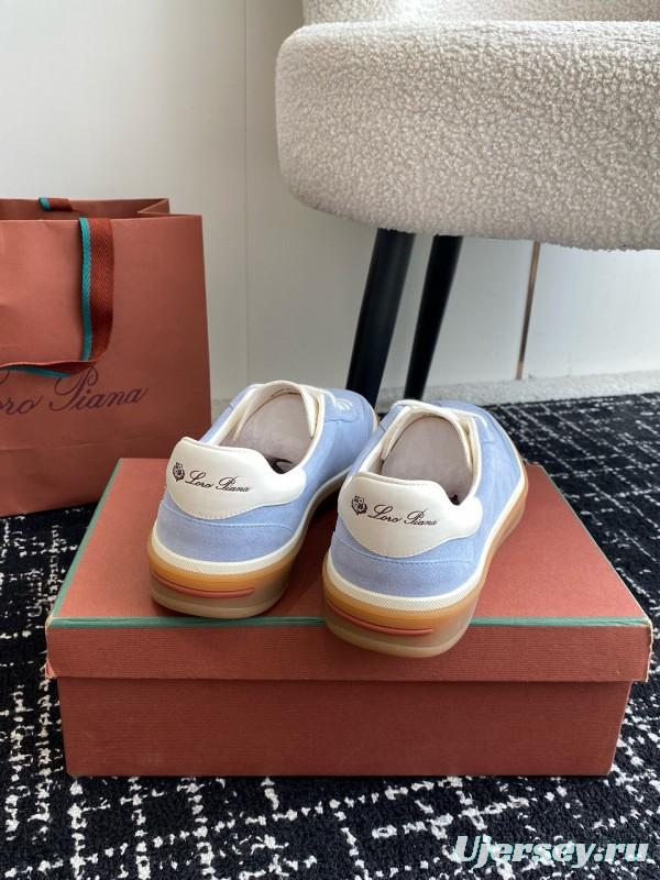 2024 Unisex Loro Piana Light Blue White Custom Leather Sneakers MJ00320