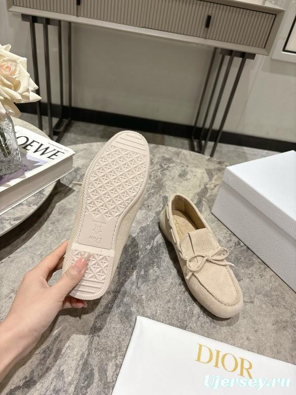 2025 Women Dior Beige Suede Loafers