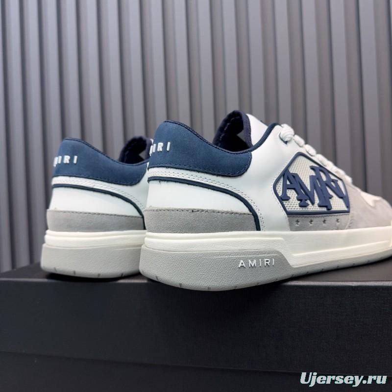 2025 Unisex Amiri White Grey Blue Leather Suede Sneakers MJ00360
