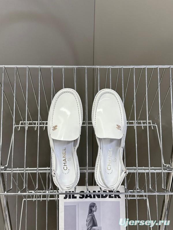 2025 Women Chanel White Leather Loafers