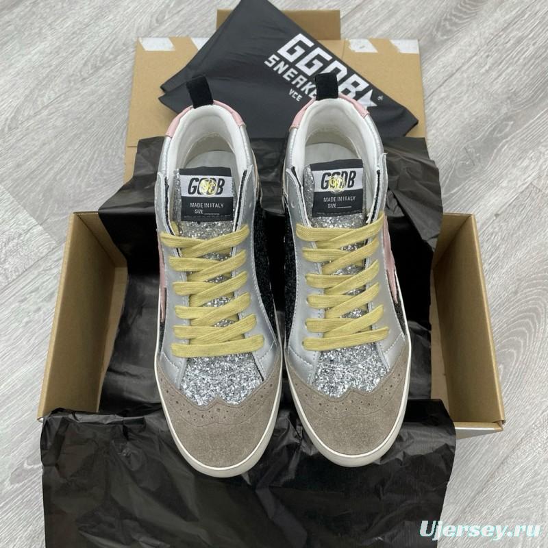 2024 Unisex GGDB pink black silver glitter suede leather high top sneakers MJ00300