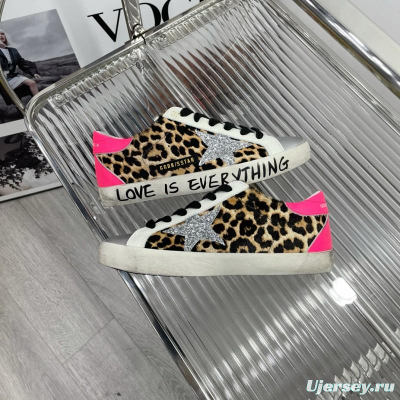 2025 Women GGDB Leopard Pink Leather Suede Sneakers