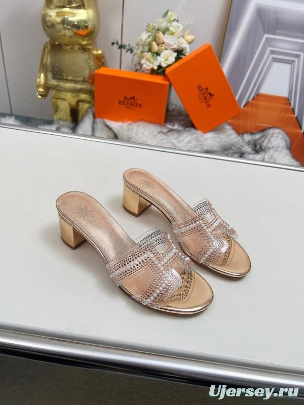 2025 Hermès Beige Leather Slippers MJ00180