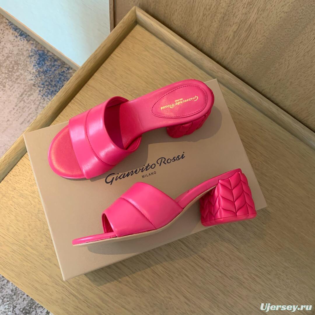 2025 Women Gianvito Rossi Pink Leather Slippers