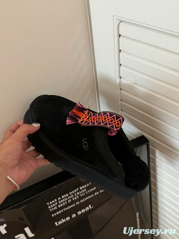 2024 UGG Black Suede Slippers Woven Tassel MJ00230