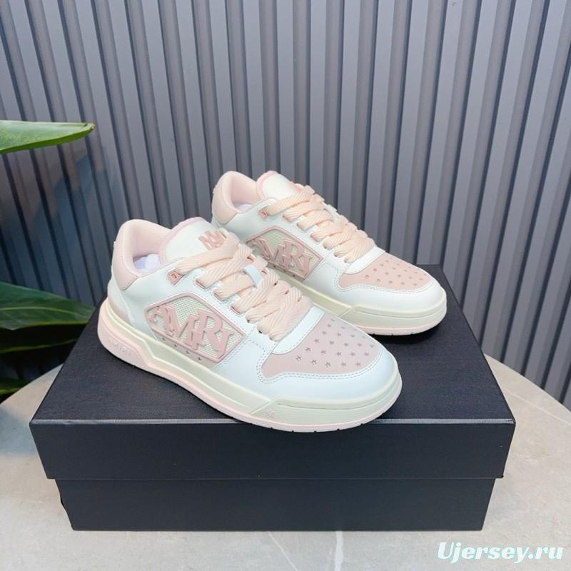 2025 Unisex Amiri White Pink Leather Sneakers MJ00360