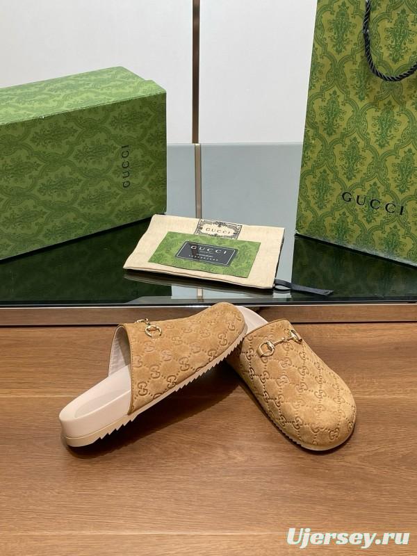 2024 Slippers Gucci Beige Suede Slippers MJ00280