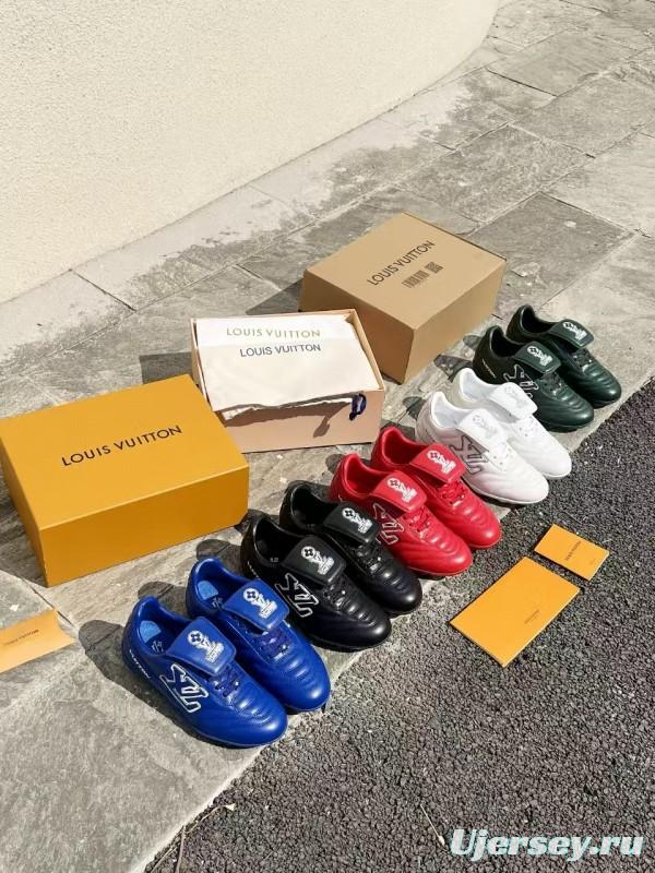 2025 Unisex Louis Vuitton Red Leather Sneakers MJ00380