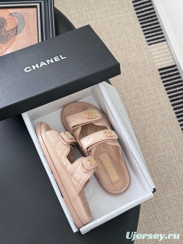2025 Women Chanel Beige Leather Sandals LY00310