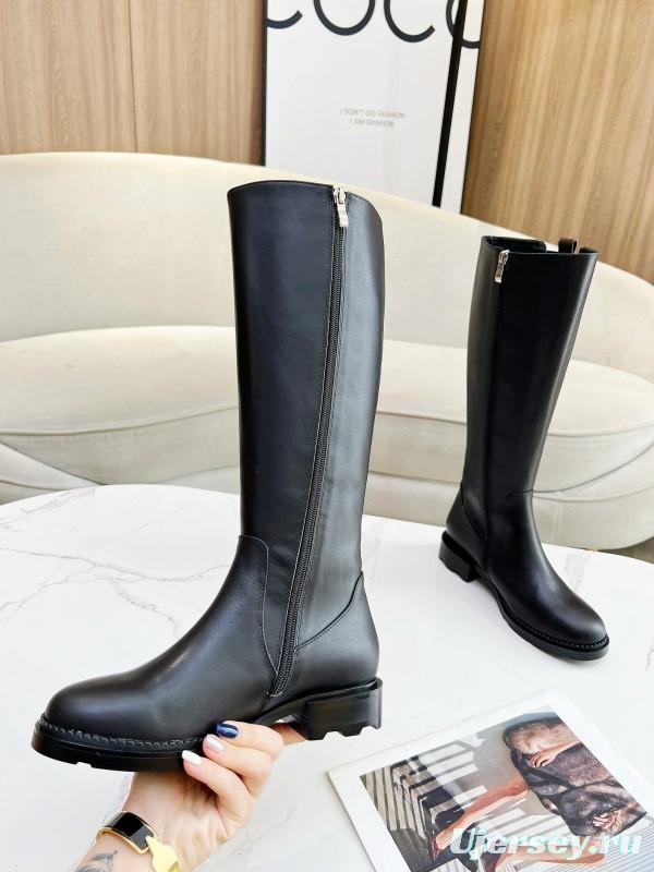 2024 Women Louis Vuitton Black Leather Boots MJ00420