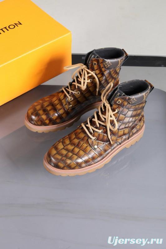 2024 Men Louis Vuitton Brown Leather Casual High-top MJ00470