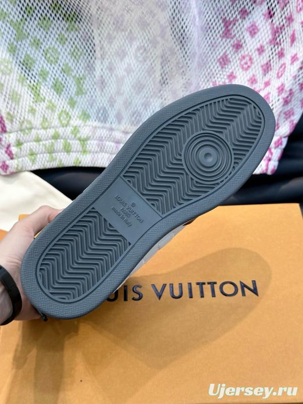 2024 Men Louis Vuitton Black White Leather High Top Sneakers MJ00420