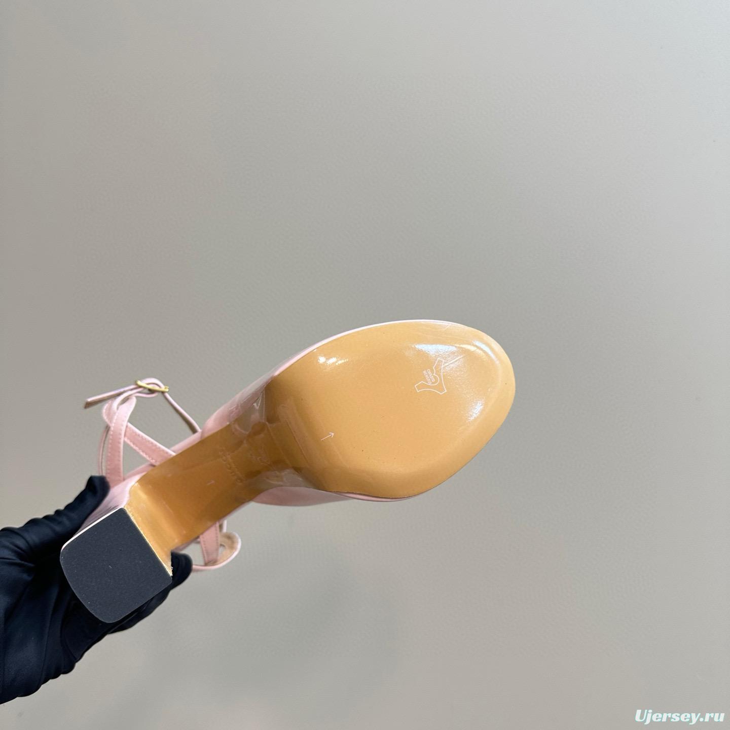 2024 Women Gucci Pink Leather Platform Sandals MJ00340