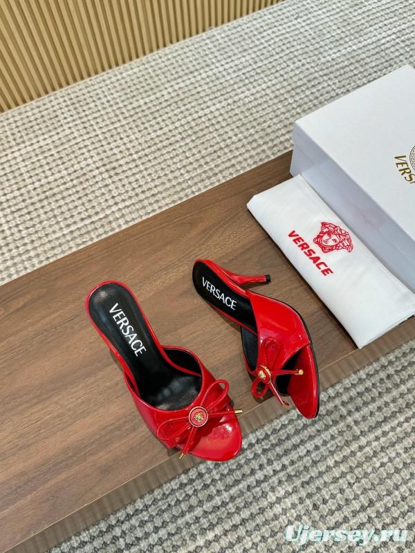 2025 Women VERSACE Red Patent Leather High Heel Bow LY00210
