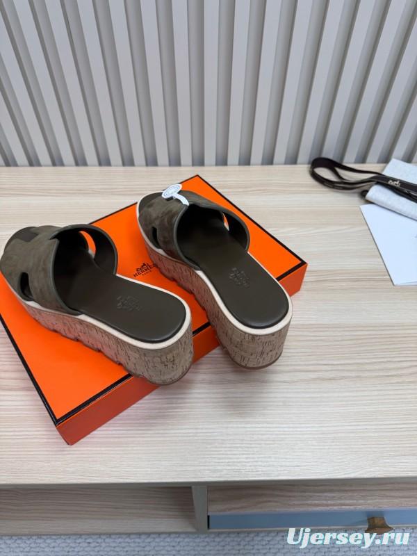 2025 Slippers Hermès Brown Suede Slippers
