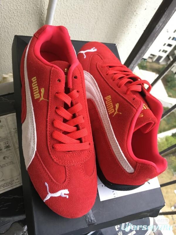 2025 Women Puma Red Suede Leather Sneakers KFY00260