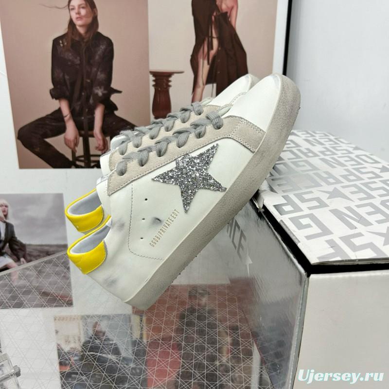 2025 Women GGDB White Grey Silver Glitter Yellow Leather Suede Sneakers