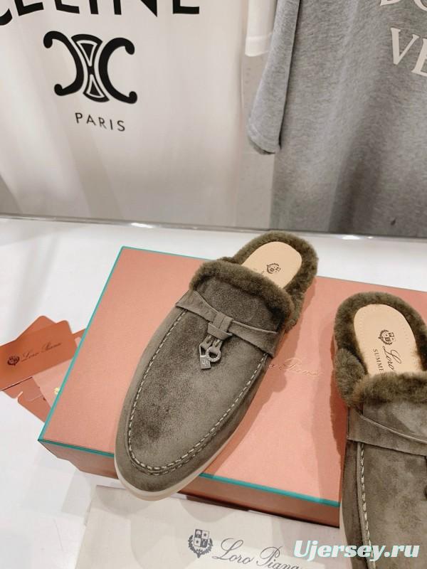 2024 Unisex LP Taupe Suede Shearling Loafers MJ00300(Women)/MJ00300(Men)