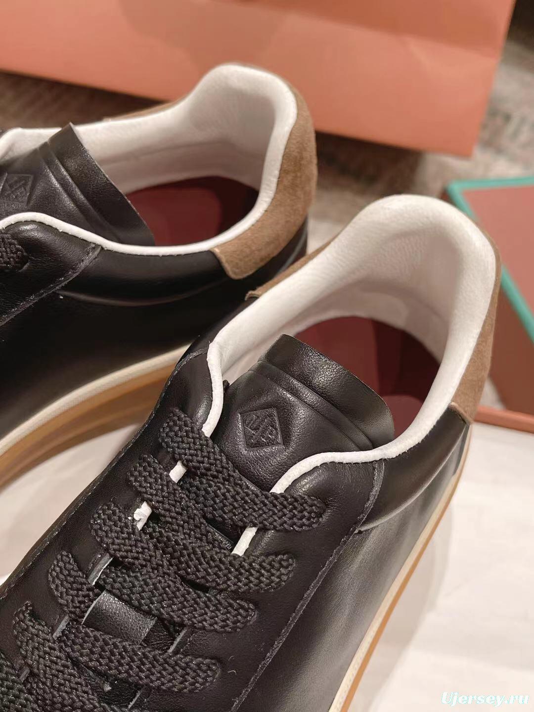 2025 Unisex Le Parmentier Black Suede Leather Sneakers Top Version LY00320(F)/LY00330(M)