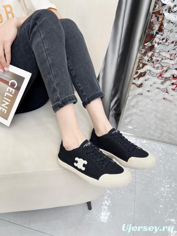 2025 Women Celine Black Canvas Sneakers LY00210