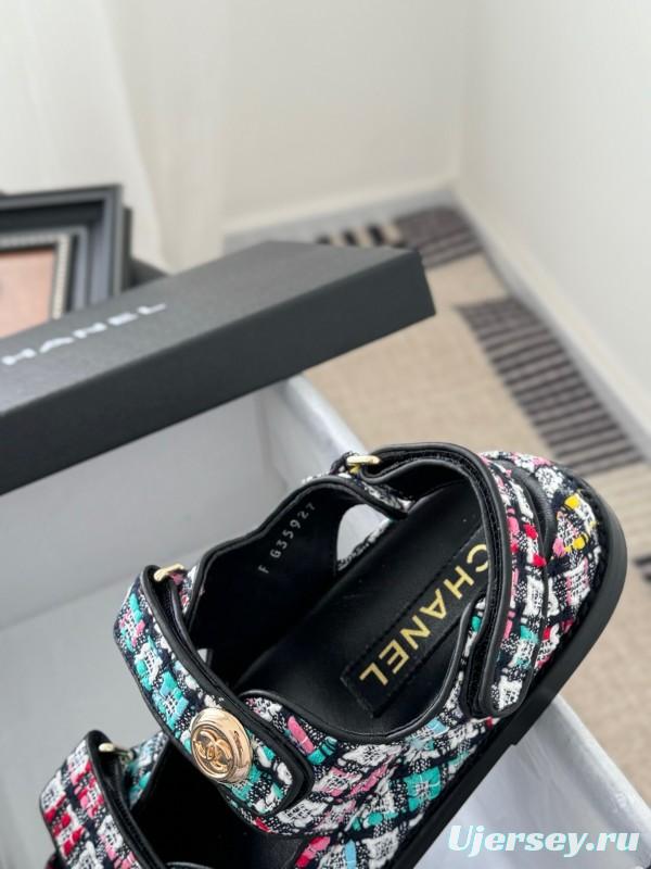 2025 Women Chanel Multicolor Fabric Sandals LY00320