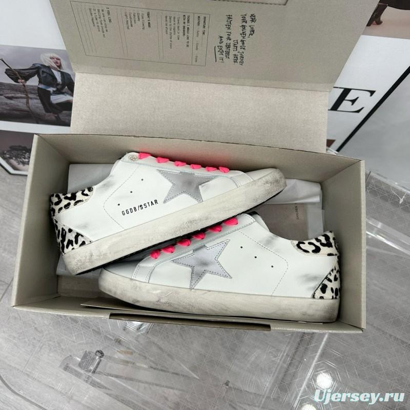 2025 Women GGDB White Pink Leather Sneakers