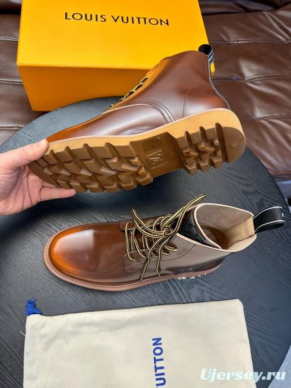 2024 Men Louis Vuitton Brown Calfskin Leather Boots MJ00440