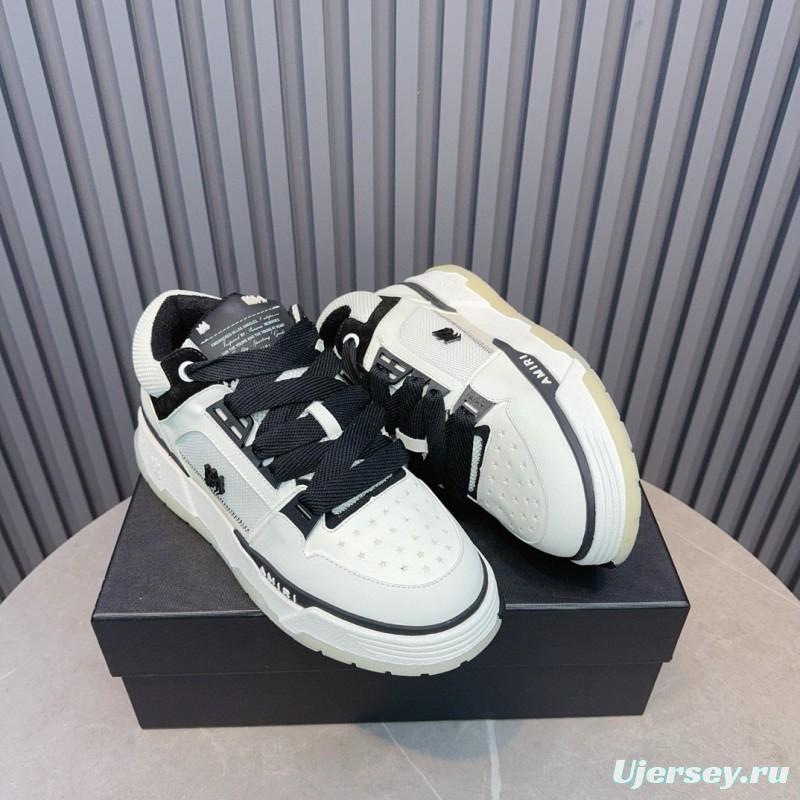 2024 Unisex Amiri Black White Leather Sneakers MJ00360