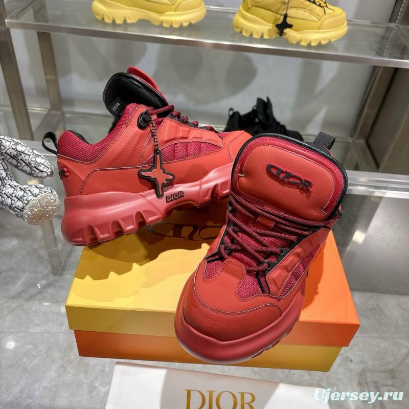 2024 Unisex Dior Red Fabric Leather Sneakers MJ00380