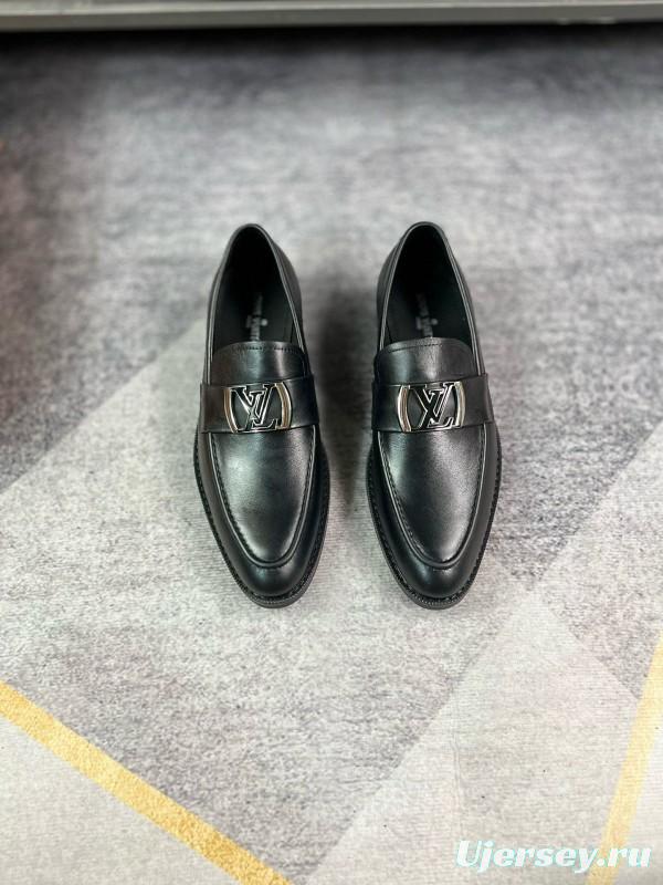 2024 Men Louis Vuitton Black Leather Loafers MJ00290