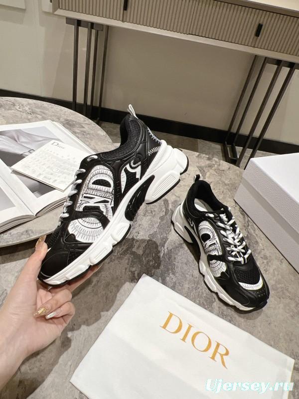 2025 Women Dior Black Leather Mesh Sneakers